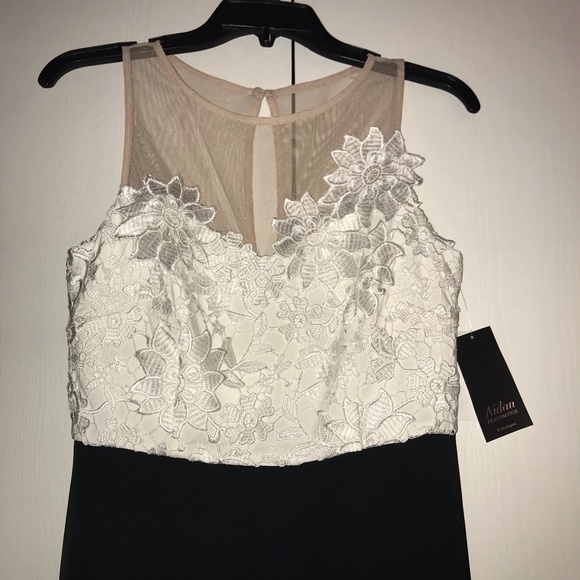 New Size 6 Aidan Mattox Black Lace Slit Dress NWT - Picture 4 of 5